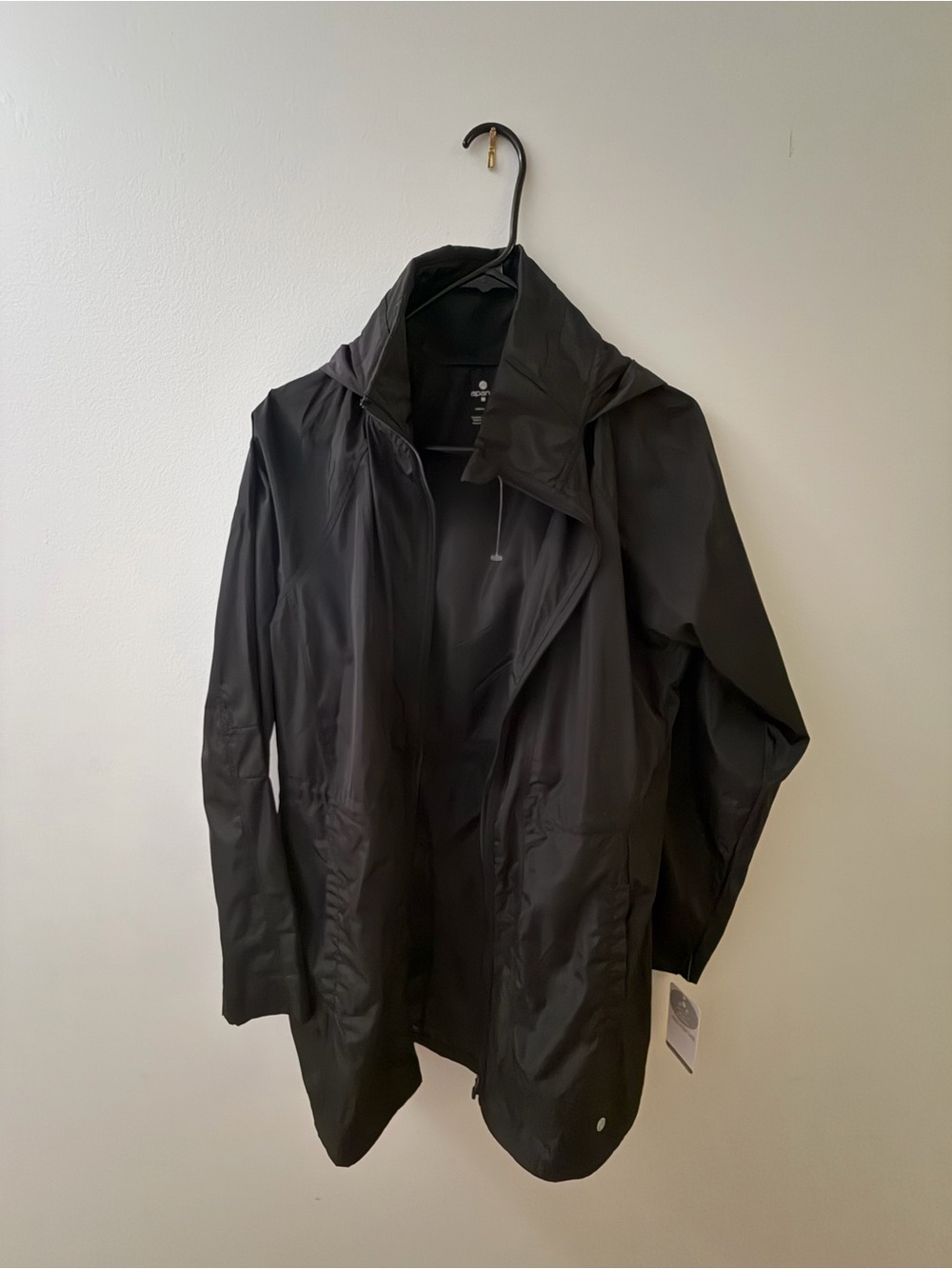 Women's Black Hooded Raincoat - Lightweight Waterproof Jacket